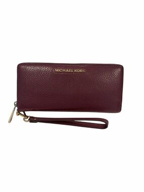 Michael Kors Wristlet Wallet - Burgundy with Gold Logo